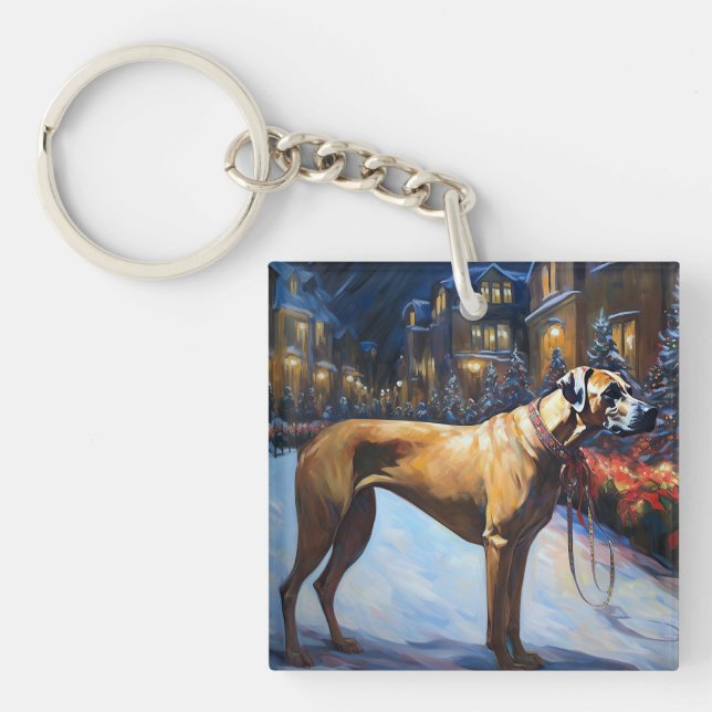 Rhodesian Ridgeback Christmas Festive Season Key Ring (Front)