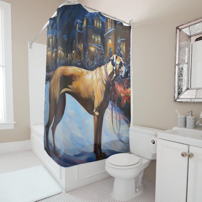 Rhodesian Ridgeback Christmas Festive Season Shower Curtain (In Situ)