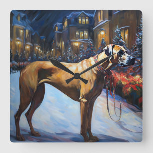 Rhodesian Ridgeback Christmas Festive Season Square Wall Clock