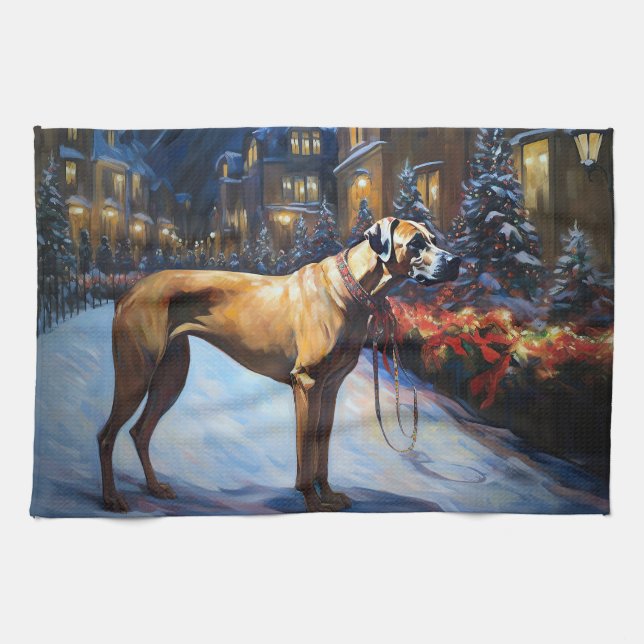 Rhodesian Ridgeback Christmas Festive Season Tea Towel (Horizontal)