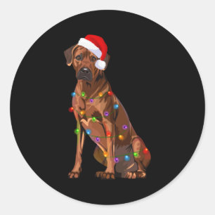 Rhodesian Ridgeback Christmas Lights Xmas Dog Love Classic Round Sticker