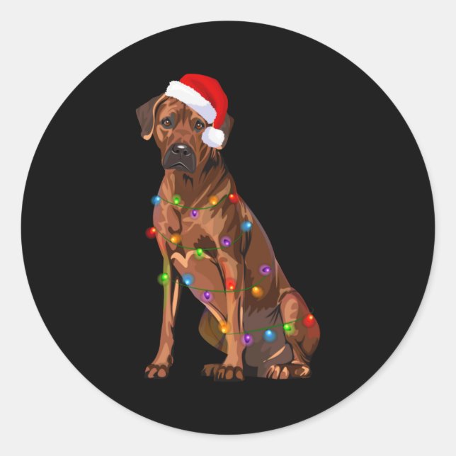 Rhodesian Ridgeback Christmas Lights Xmas Dog Love Classic Round Sticker (Front)