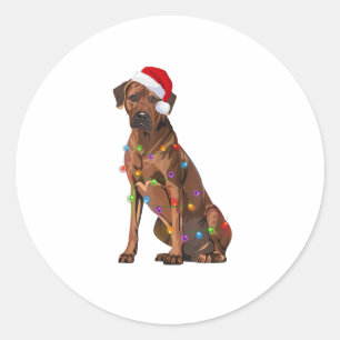 Rhodesian Ridgeback Christmas Lights Xmas Dog Love Classic Round Sticker