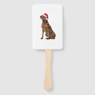 Rhodesian Ridgeback Christmas Lights Xmas Dog Love Hand Fan