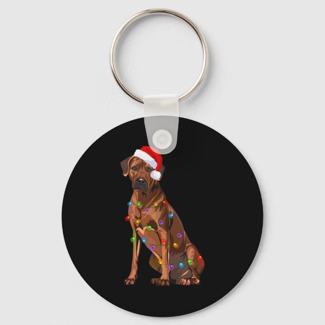 Rhodesian Ridgeback Christmas Lights Xmas Dog Love Key Ring (Front)