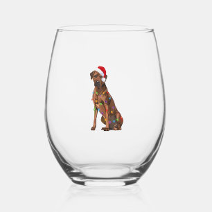 Rhodesian Ridgeback Christmas Lights Xmas Dog Love Stemless Wine Glass