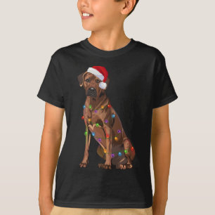 Rhodesian Ridgeback Christmas Lights Xmas Dog Love T-Shirt