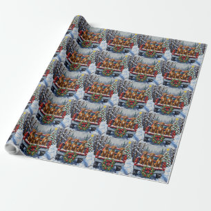 Rhodesian Ridgeback Christmas Red Truck Holiday Wrapping Paper