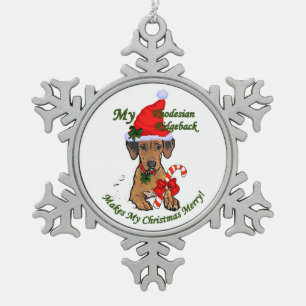 Rhodesian Ridgeback Christmas Snowflake Pewter Christmas Ornament