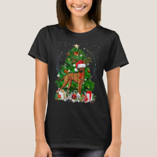 Rhodesian Ridgeback Christmas Tree Light Pajama Do T-Shirt