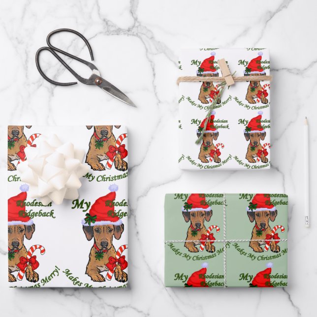Rhodesian Ridgeback Christmas Wrapping Paper Sheet (Front)