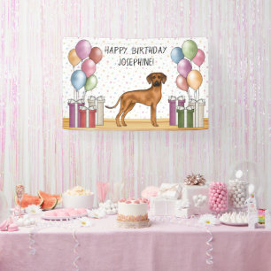 Rhodesian Ridgeback Colourful Pastel Happy Birthda Banner