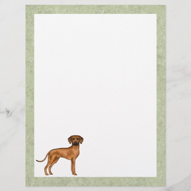 Rhodesian Ridgeback Cute African Lion Dog Green Custom Letterhead (Front)