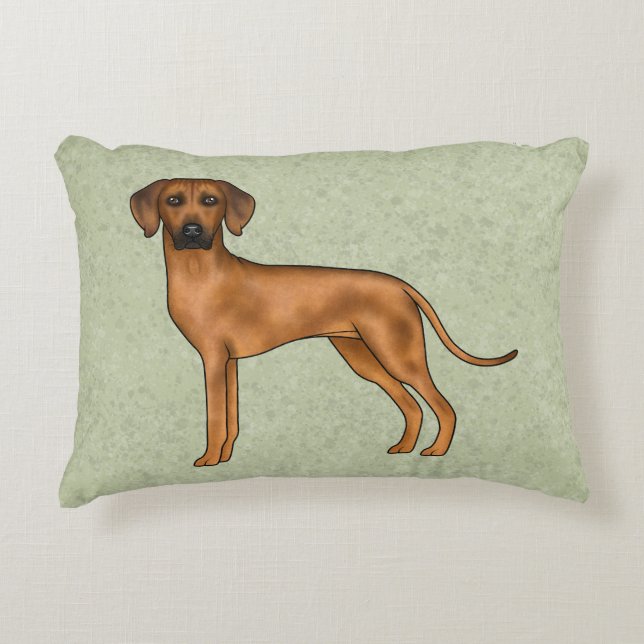 Rhodesian Ridgeback Cute African Lion Dog Green Decorative Cushion (Front)