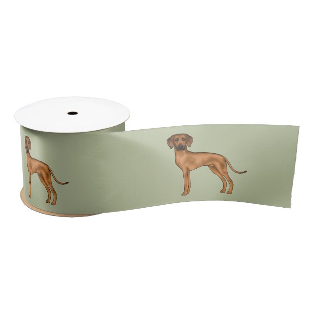 Rhodesian Ridgeback Cute African Lion Dog Green Satin Ribbon (Spool)