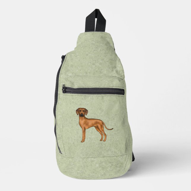 Rhodesian Ridgeback Cute African Lion Dog Green Sling Bag (Front)