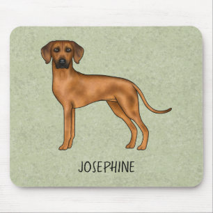 Rhodesian Ridgeback Cute Brown Dog With Name Green Mouse Mat