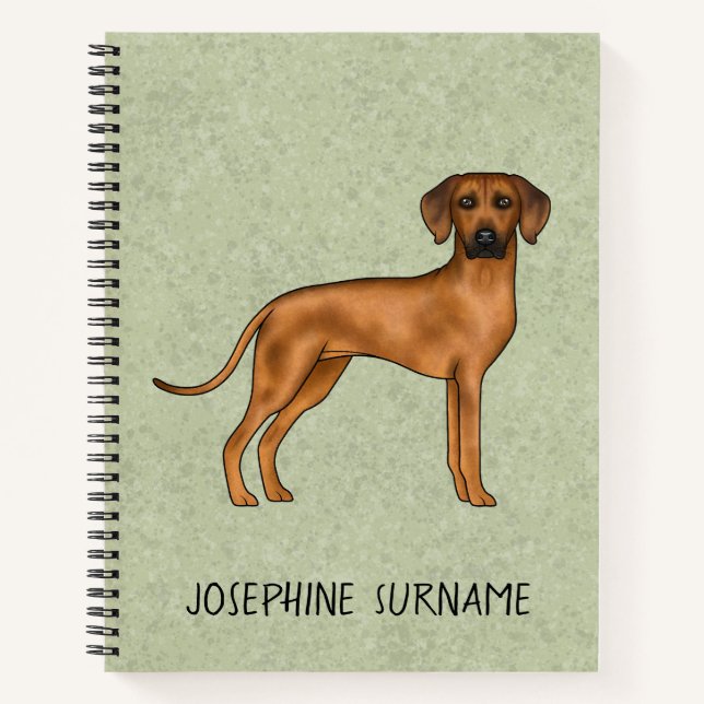 Rhodesian Ridgeback Cute Brown Dog With Text Green Notebook (Front)