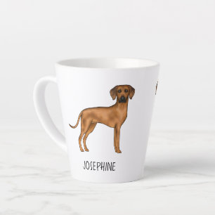 Rhodesian Ridgeback Cute Brown Lion Dog With Name Latte Mug