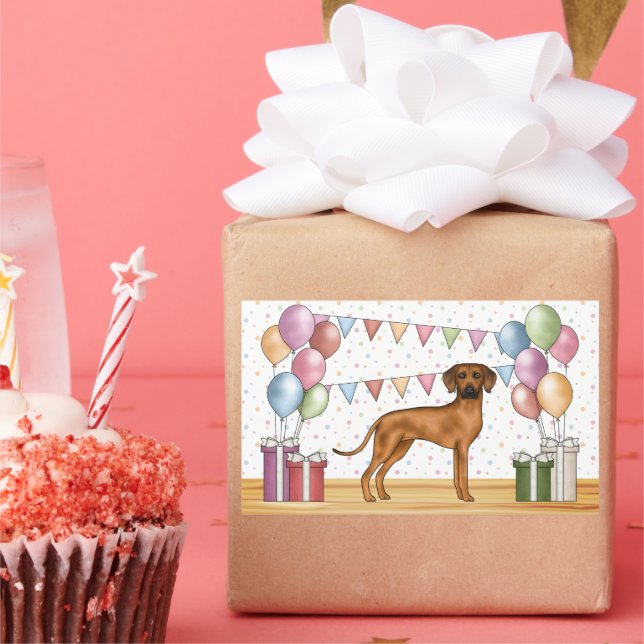 Rhodesian Ridgeback Cute Colourful Pastel Birthday Rectangular Sticker (Party)
