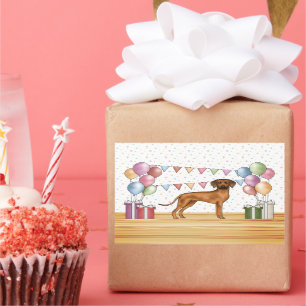 Rhodesian Ridgeback Cute Colourful Pastel Birthday Rectangular Sticker