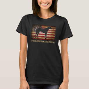 Rhodesian Ridgeback Dad Vintage American Flag Patr T-Shirt