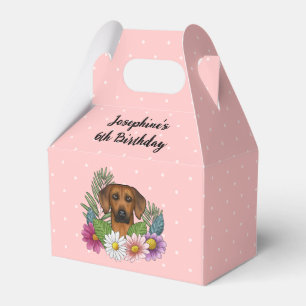 Rhodesian Ridgeback Dog And Flowers Birthday Party Favour Box