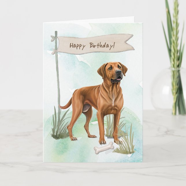 Rhodesian Ridgeback Dog Breed Under Birthday Sign Card (Front)