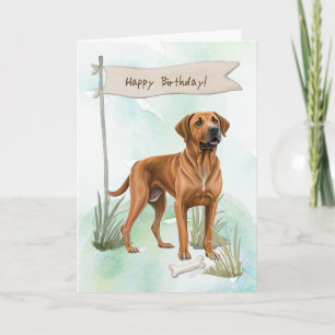 Rhodesian Ridgeback Dog Breed Under Birthday Sign Card
