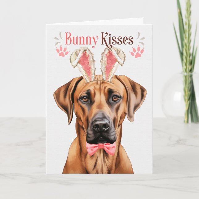 Rhodesian Ridgeback Dog Bunny Ears for Easter Holiday Card (Front)