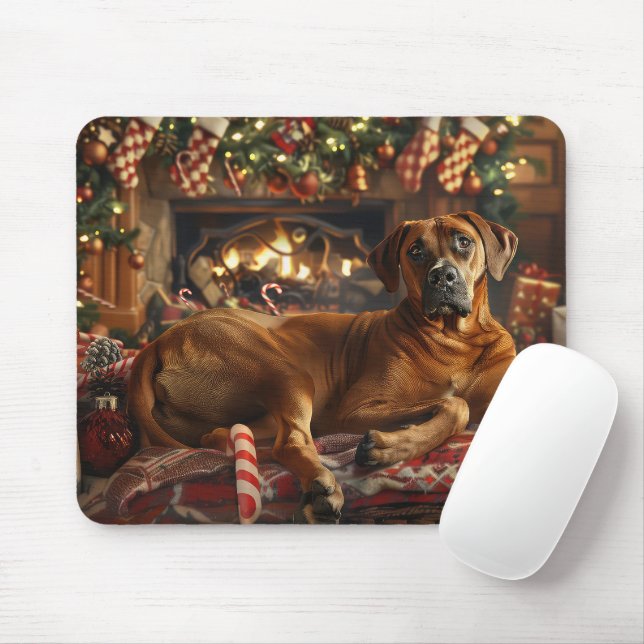 Rhodesian Ridgeback Dog Christmas Festive Mouse Mat (With Mouse)