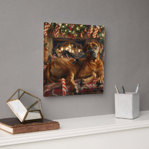 Rhodesian Ridgeback Dog Christmas Festive Square Wall Clock