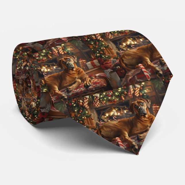 Rhodesian Ridgeback Dog Christmas Festive Tie (Rolled)