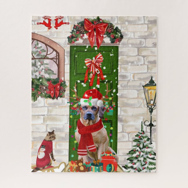 Rhodesian Ridgeback Dog Christmas  Jigsaw Puzzle (Vertical)