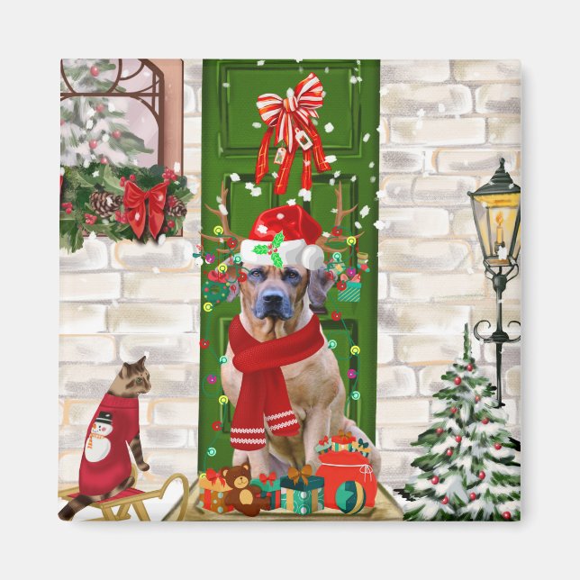 Rhodesian Ridgeback Dog Christmas  Magnet (Front)