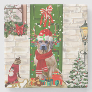 Rhodesian Ridgeback Dog Christmas Stone Coaster