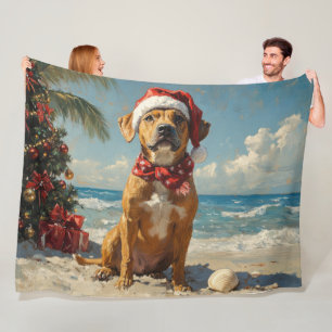 Rhodesian Ridgeback Dog Christmas Vintage Beach Fleece Blanket