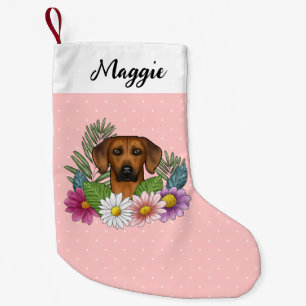 Rhodesian Ridgeback Dog Colourful Wildflowers Pink Small Christmas Stocking