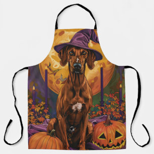 Rhodesian Ridgeback Dog Halloween Witch Pumpkin Apron