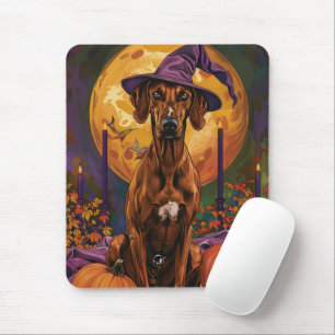 Rhodesian Ridgeback Dog Halloween Witch Pumpkin Mouse Mat