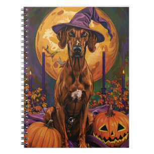 Rhodesian Ridgeback Dog Halloween Witch Pumpkin Notebook