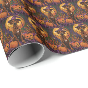 Rhodesian Ridgeback Dog Halloween Witch Pumpkin Wrapping Paper