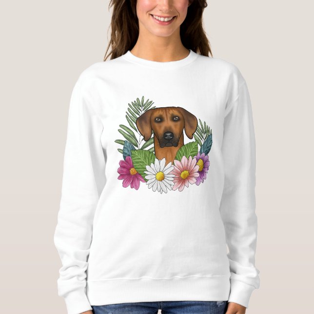 Rhodesian Ridgeback Dog Head Colourful Wildflowers Sweatshirt (Front)