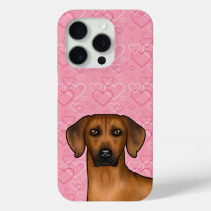 Rhodesian Ridgeback Dog Head On Pink Love Hearts iPhone 15 Pro Case