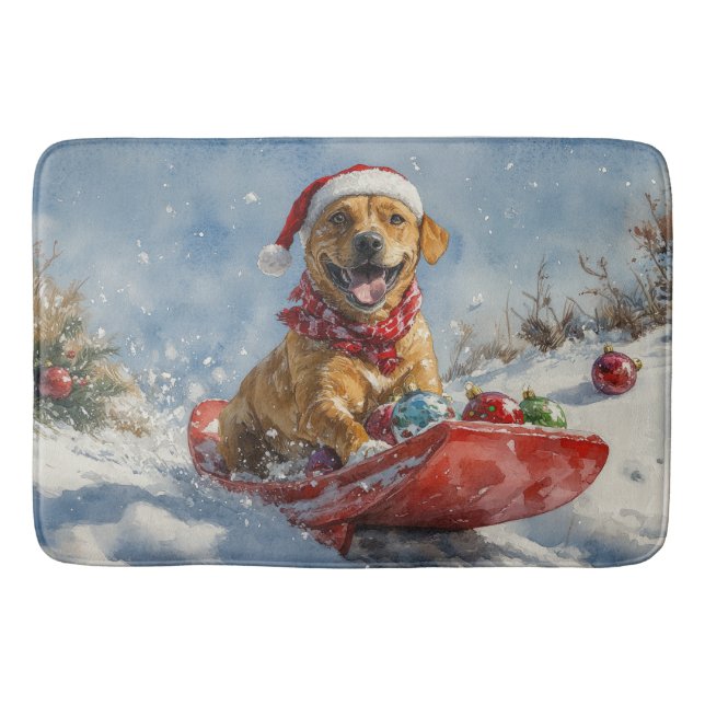 Rhodesian Ridgeback Dog in Sledge Christmas Bath Mat (Front)
