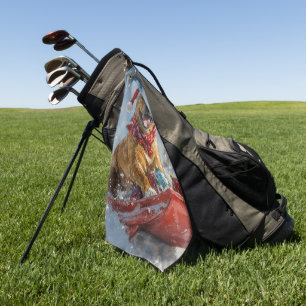 Rhodesian Ridgeback Dog in Sledge Christmas Golf Towel