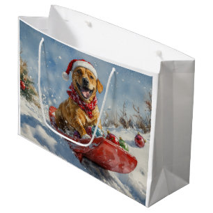 Rhodesian Ridgeback Dog in Sledge Christmas Large Gift Bag