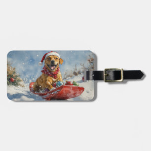 Rhodesian Ridgeback Dog in Sledge Christmas Luggage Tag
