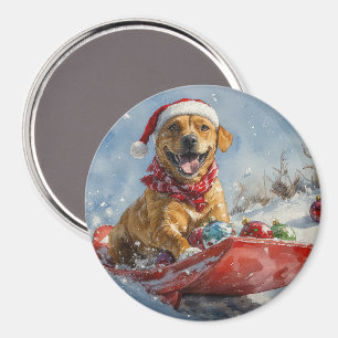 Rhodesian Ridgeback Dog in Sledge Christmas Magnet
