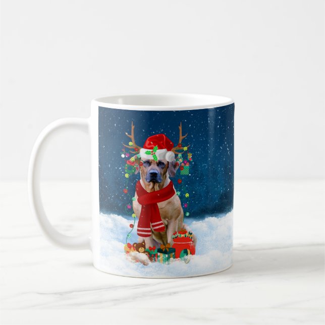 Rhodesian Ridgeback Dog in Snow Christmas Gift  Coffee Mug (Left)